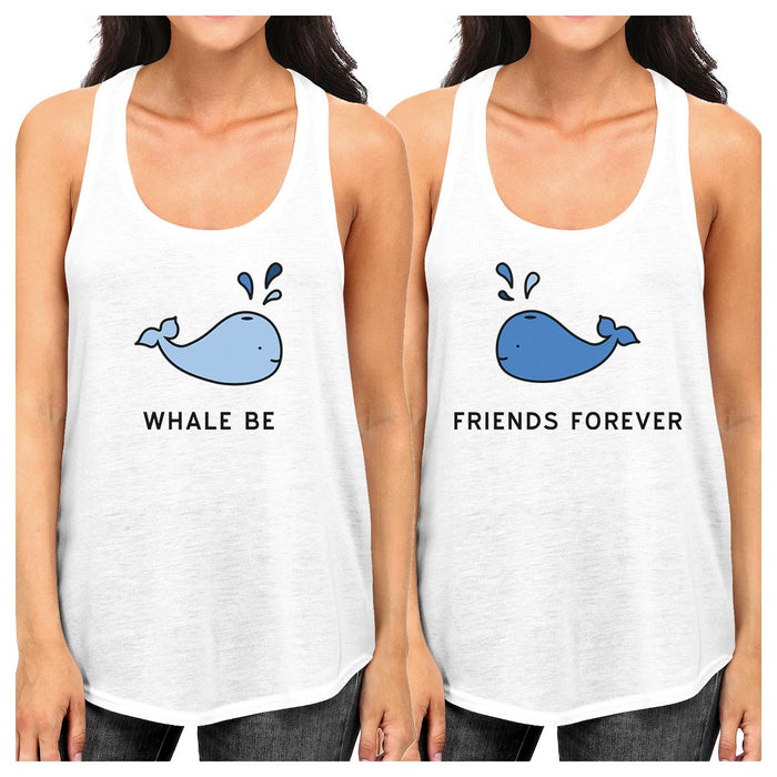 Whale Be Friend Forever BFF Matching White Sleeveless Summer Shirts.