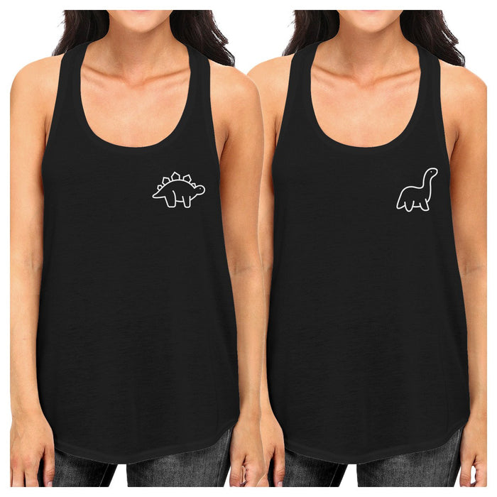 Dinosaurs BFF Matching Black Tank Tops.