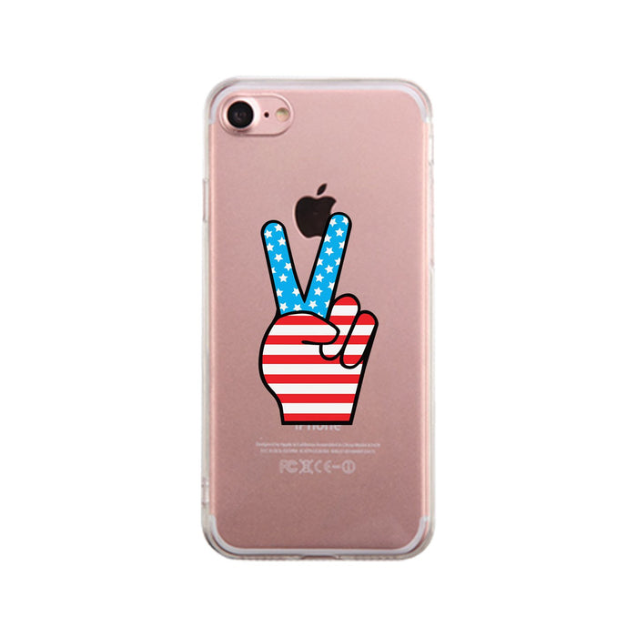 American Flag Peace Clear Phone Case.