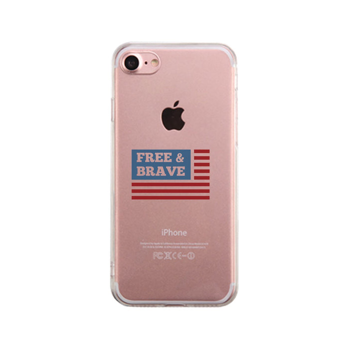 Free & Brave Us Flag Clear Phone Case.