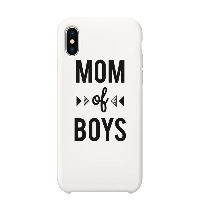 Mom Of Boys Phone Case Rubberized Coating Unique Mothers Gift Idea.