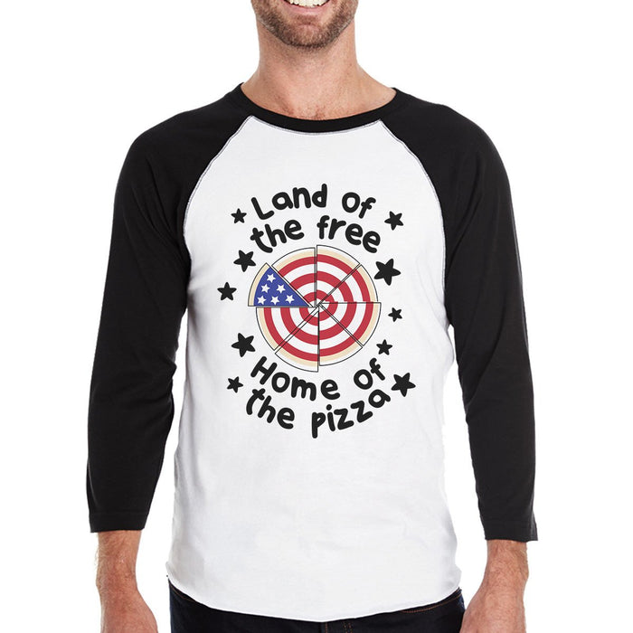 Home Of The Pizza Mens Unique 4th Of July Decorative Baseball Shirt.