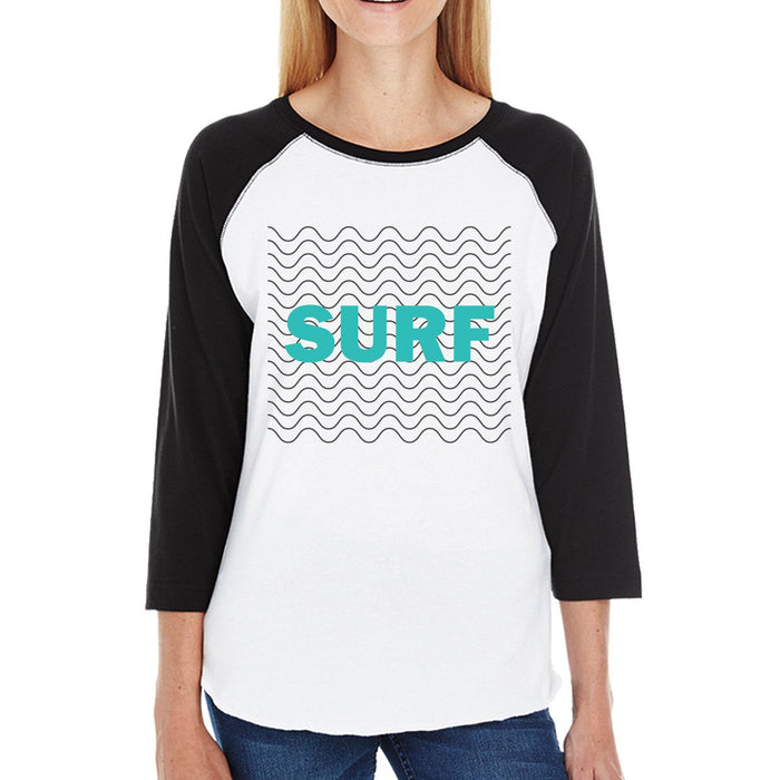 Surf Waves Lightweight Cotton 3/4 Sleeve Raglan Gift For Surf Lover.