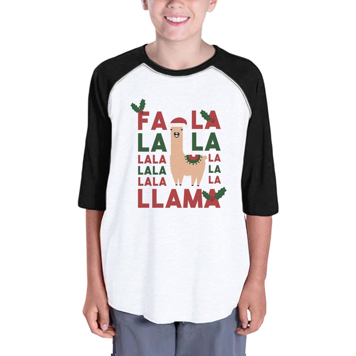 Falala Llama Youth Baseball Jersey Funny Christmas Shirt For Youth.