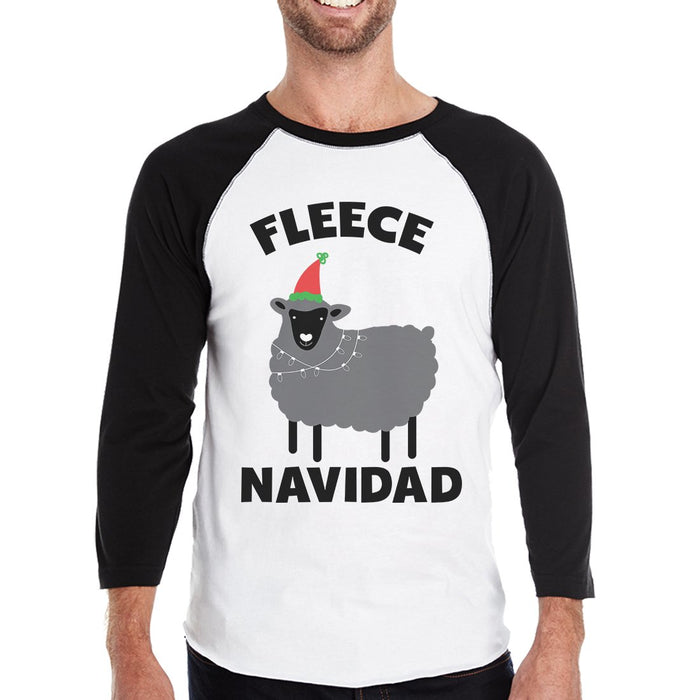 Fleece Navidad Mens Baseball Shirt Raglan Christmas Gift For Him.