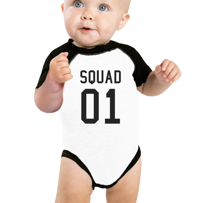 Squad01 Baby Black And White Baseball Shirt.