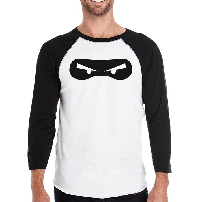 Ninja Eyes Mens Black And White BaseBall Shirt.