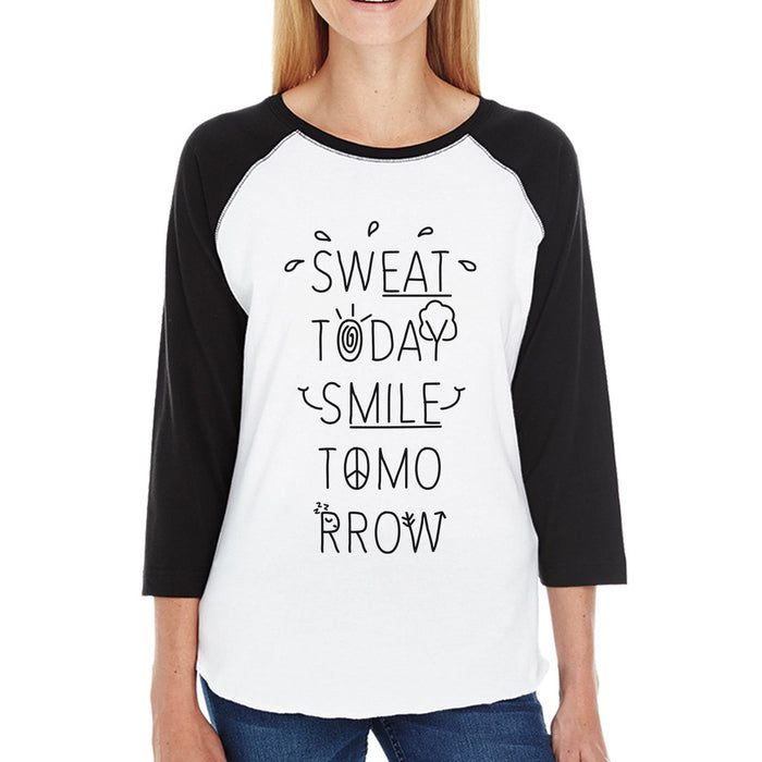 Sweat Smile Womens Baseball Tee Funny Graphic Raglan Tee Gym Lovers.