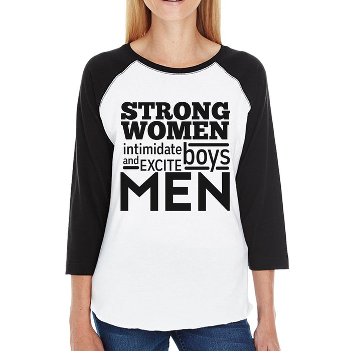 Strong Women Womens Baseball Tee Cute Graphic Raglan Shirt For Gym.