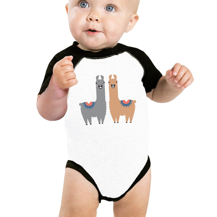 Llama Pattern Infant Baseball Shirt.