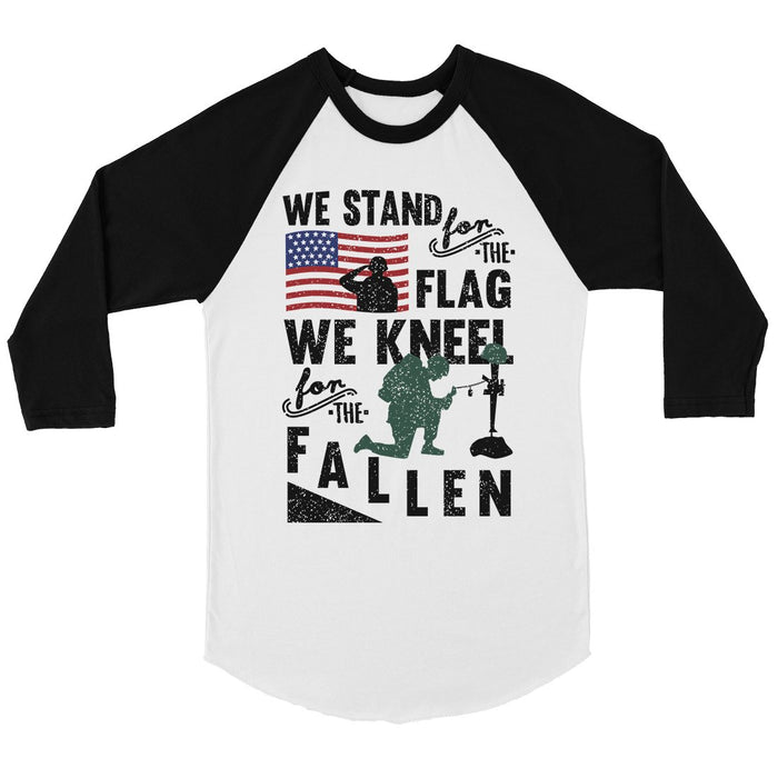 We Stand We Kneel Womens Cute Baseball Shirt 4th of July Raglan Tee.