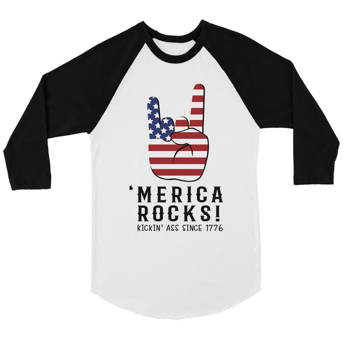 Merica Rocks Kickin' Womens Baseball Shirt 4th of July Raglan Tee.