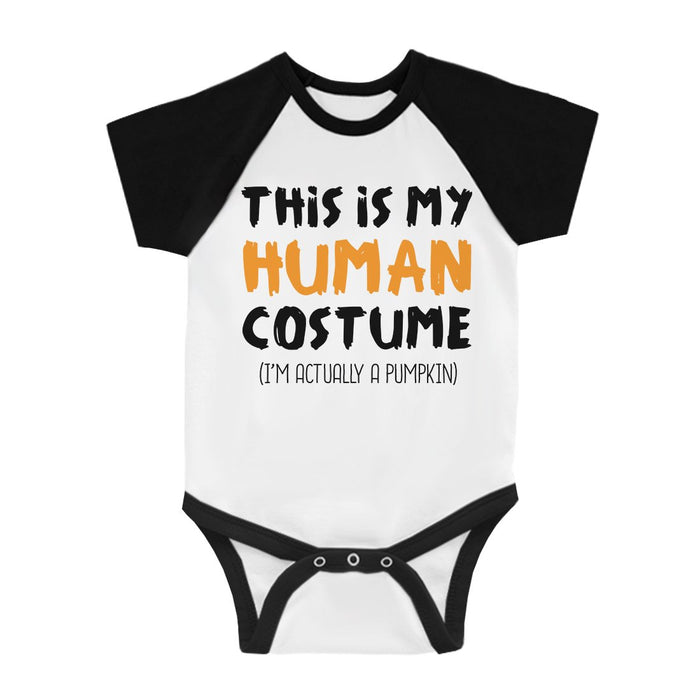 Human Costume Pumpkin Infant Baseball Shirt.