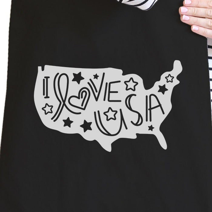 I Love USA Map Black Canvas Bag Cute Design Shoulder Bag For Her.