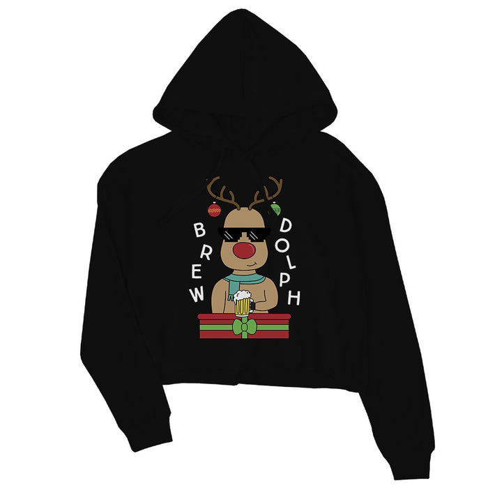 Brewdolph Womens Crop Hoodie.