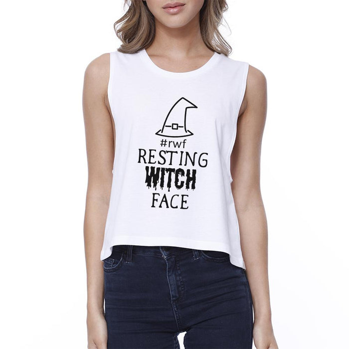 Rwf Resting Witch Face Womens White Crop Top.