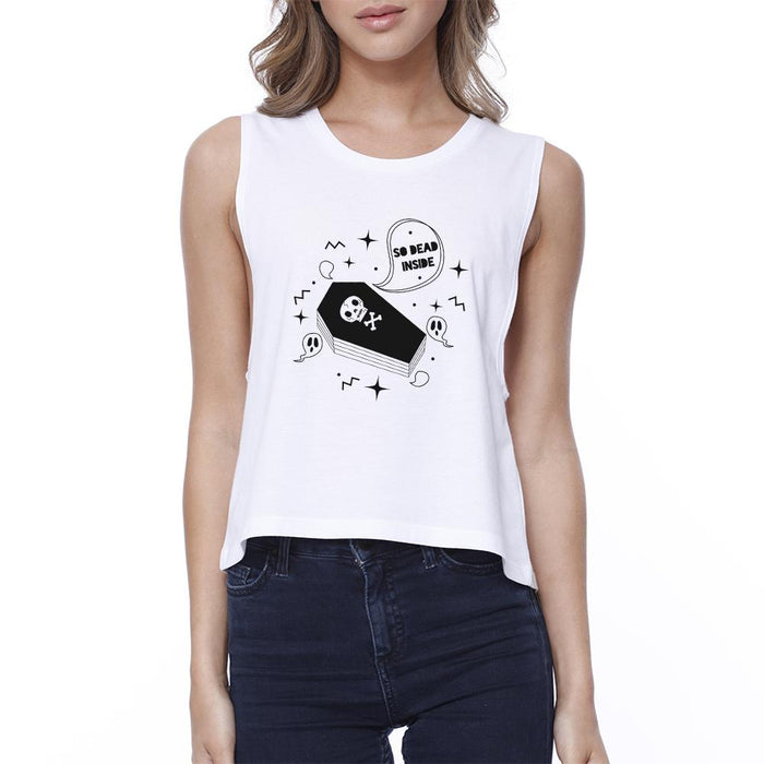 So Dead Inside Coffin Womens White Crop Top.