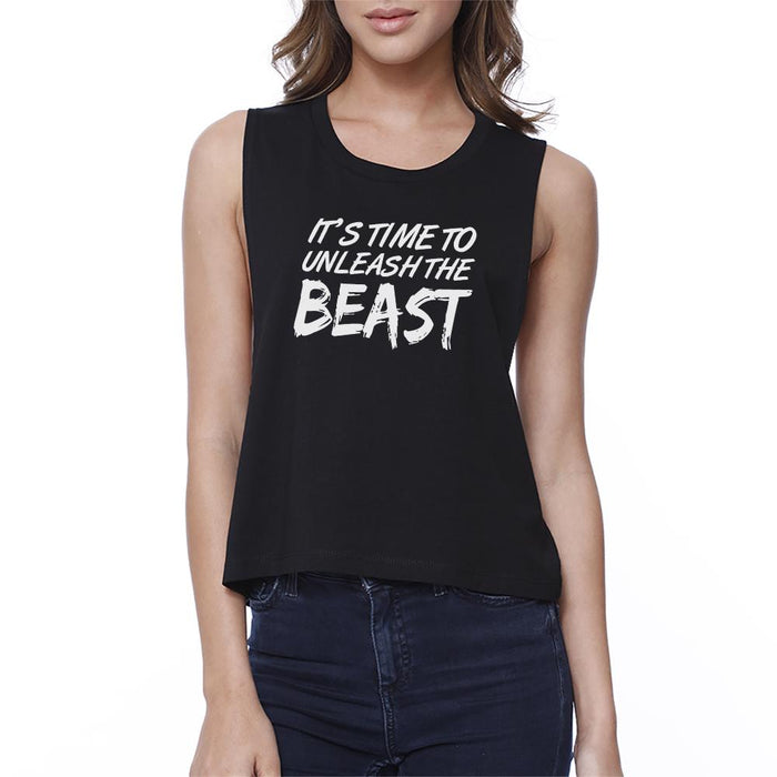 Unleash Beast Womens Funny Graphic Crop Top Lightweight Gym Gift.