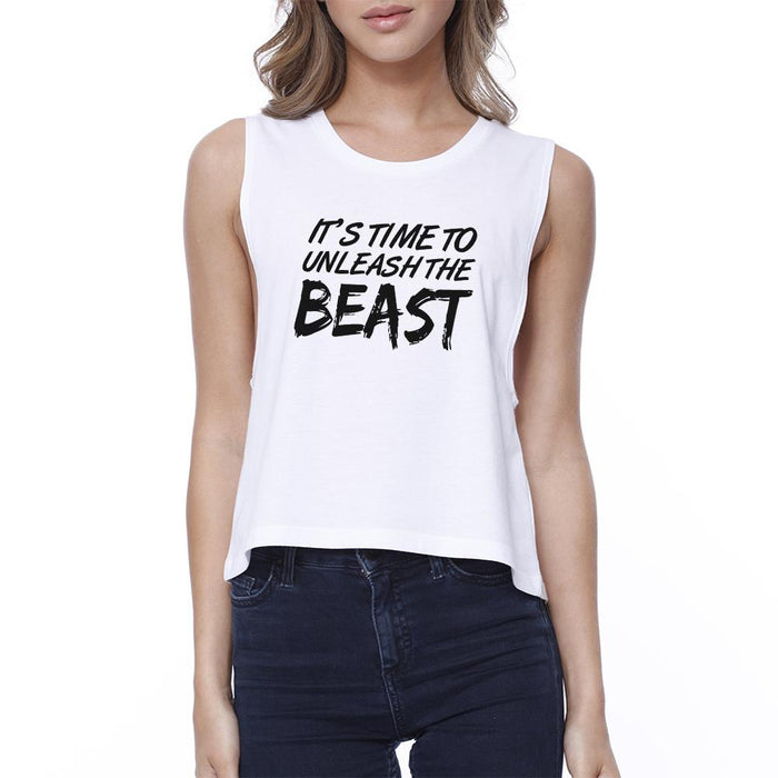 Unleash Beast Womens Funny Graphic Crop Top Lightweight Gym Gift.