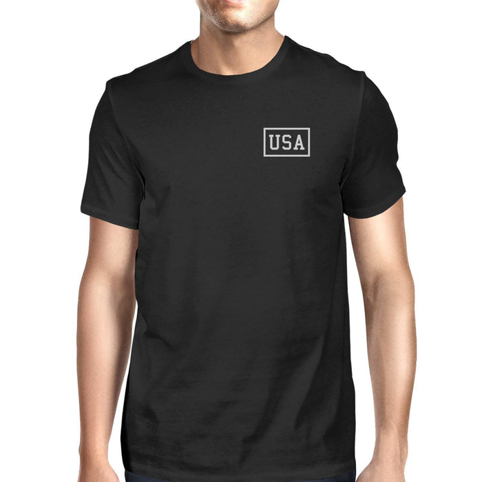 Mini USA Mens Black Tee Simple Design USA Lovers Unique Gift Ideas.