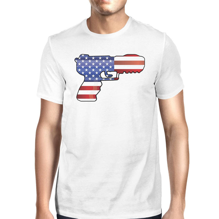 American Flag Pistol Mens Tee Unique Patriotic Gift For 4th Of July.