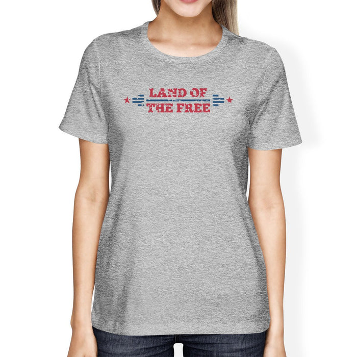 Land Of The Free American Flag Shirt Womens Gray Graphic T-Shirt.