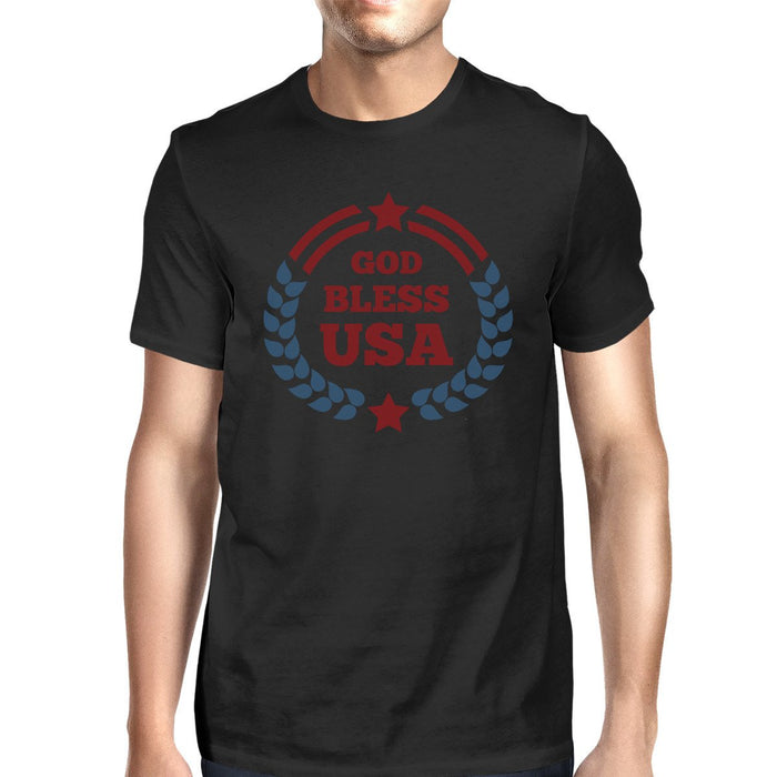 God Bless USA American Flag Shirt Mens Black 4th Of July Tee Shirt.