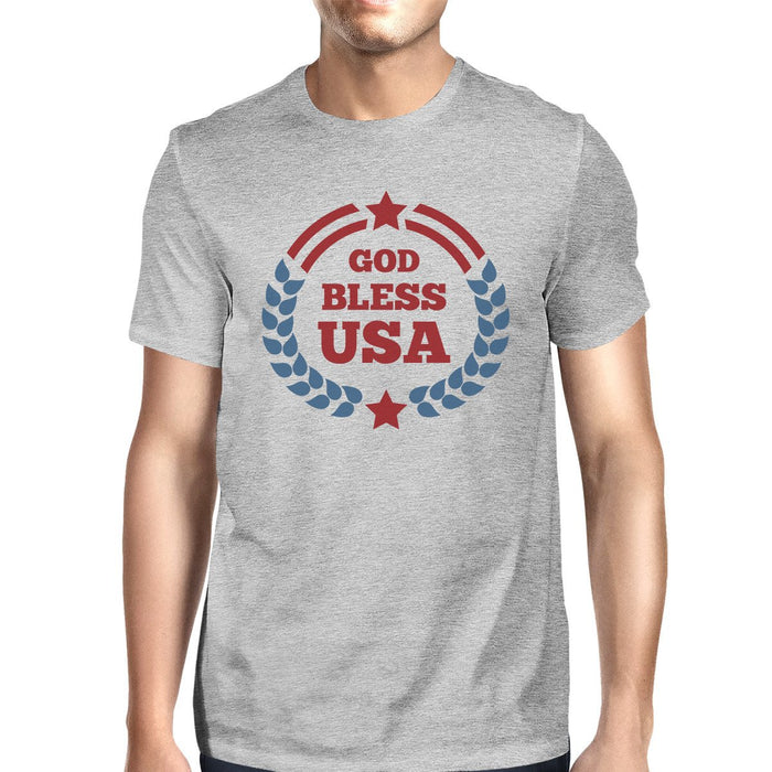 God Bless USA American Flag Shirt Mens Grey 4th Of July Tee Shirt.