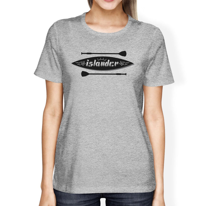 Islander Paddle Board Design Womens Grey Tee Crew Neck Summer Tee.