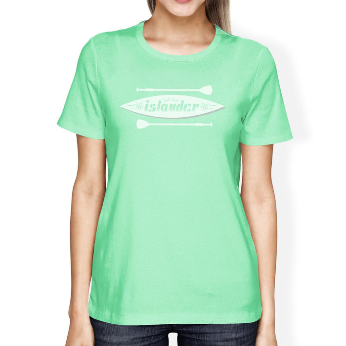 Islander Womens Mint Paddle Board Graphic T-Shirt Round Neck Cotton.