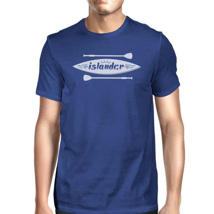 Islander Paddle Board Design Mens Blue Tee Crew Neck Summer Tee.