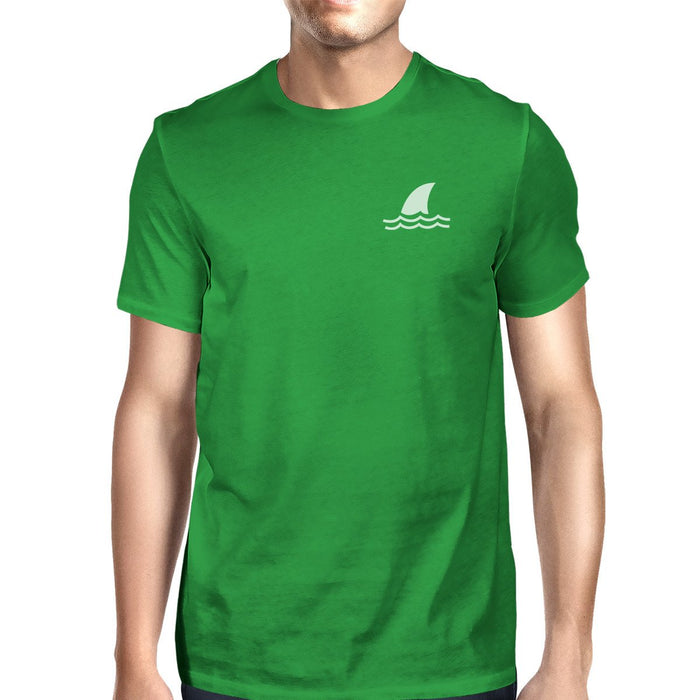 Mini Shark Green Mens Short Sleeve Tshirt Funny Design Tee For Him.