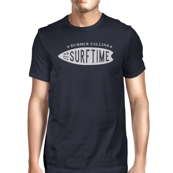 Summer Calling It's Surf Time Mens Navy Shirt.