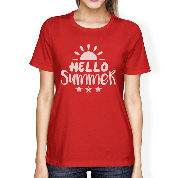 Hello Summer Sun Womens Red Shirt.