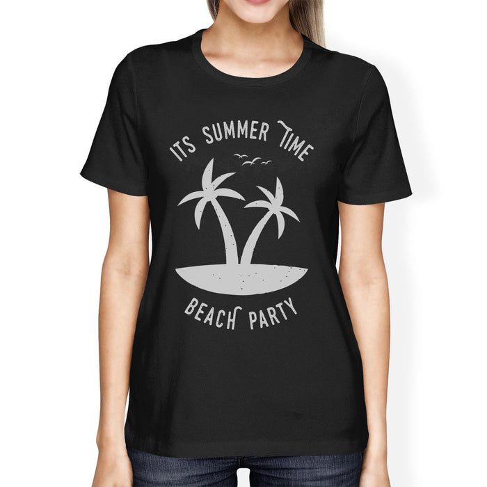 It's Summer Time Beach Party Womens Black Shirt.