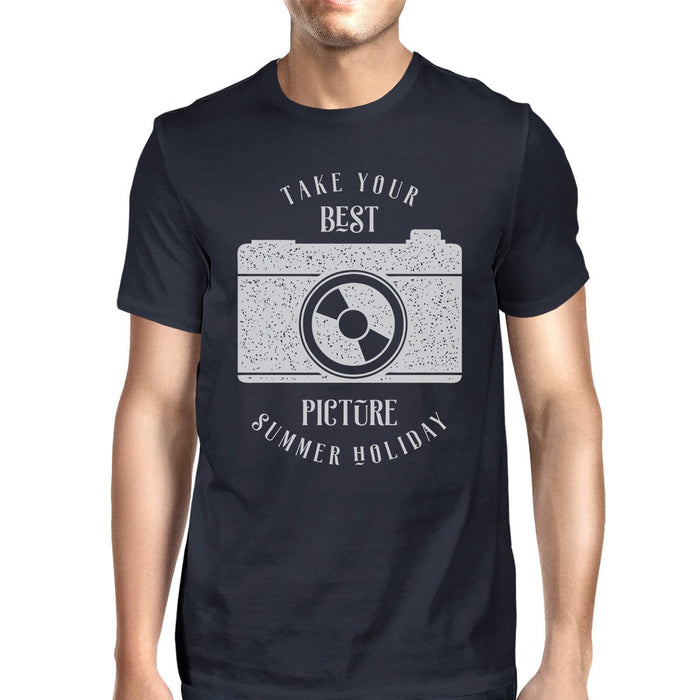 Take Your Best Picture Summer Holiday Mens Navy Shirt.