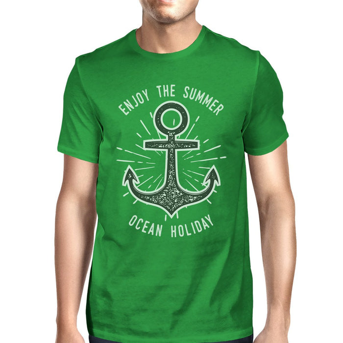 Enjoy The Summer Ocean Holiday Mens Green Shirt.