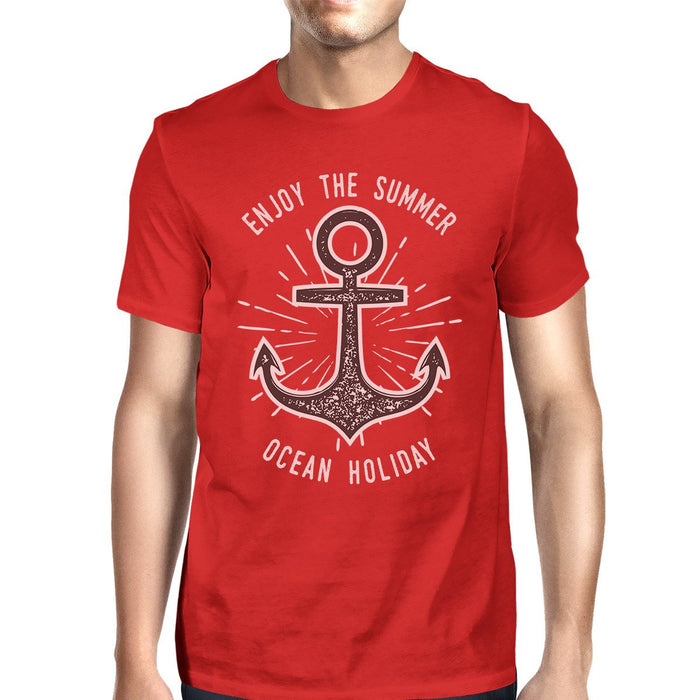 Enjoy The Summer Ocean Holiday Mens Red Shirt.