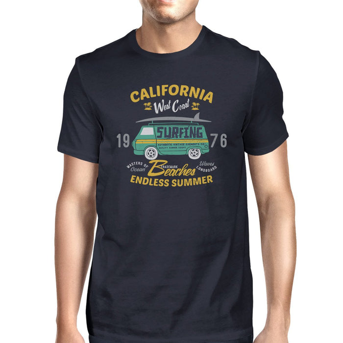 California Beaches Endless Summer Mens Navy Shirt.