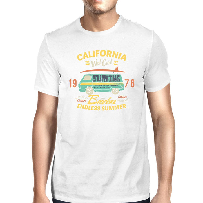 California Beaches Endless Summer Mens White Shirt.