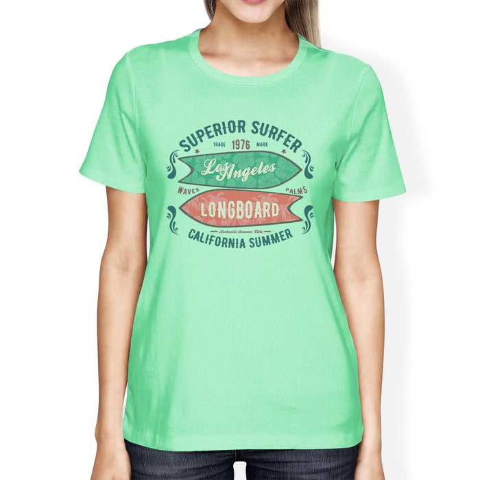 Superior Surfer Los Angeles Longboard Womens Mint Shirt.