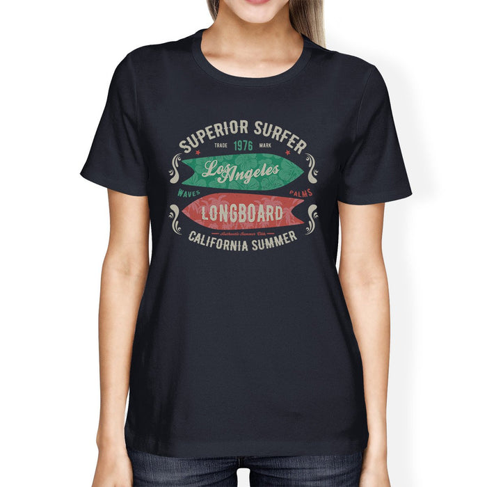 Superior Surfer Los Angeles Longboard Womens Navy Shirt.