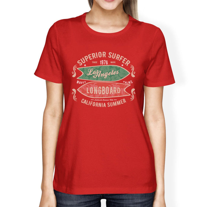 Superior Surfer Los Angeles Longboard Womens Red Shirt.