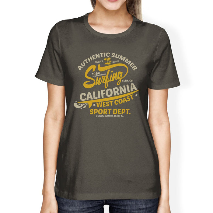 Authentic Summer Surfing California Womens Dark Grey Shirt.