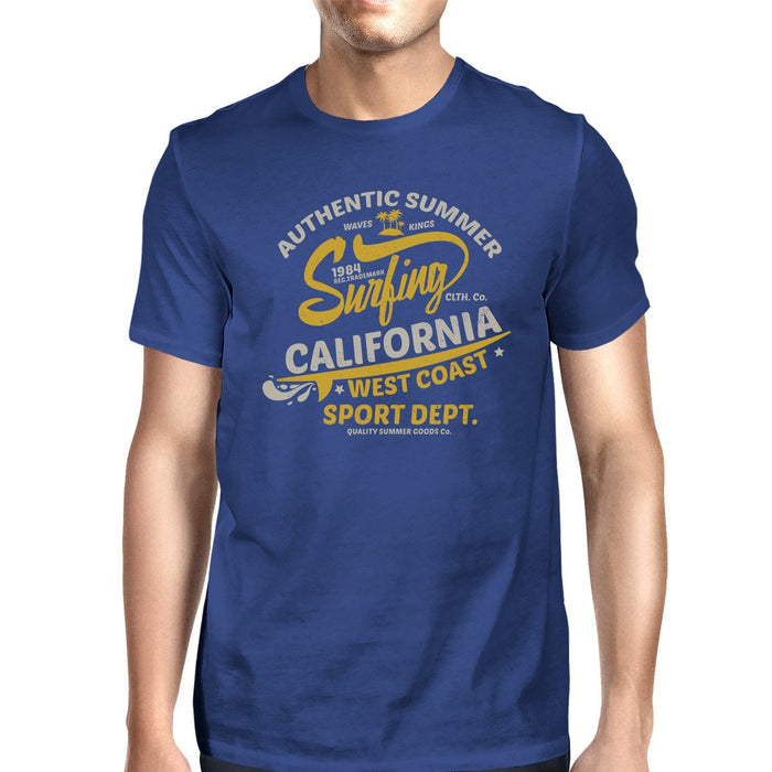 Authentic Summer Surfing California Mens Royal Blue Shirt.