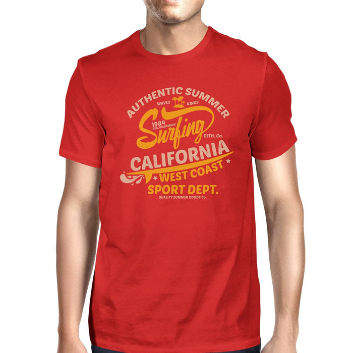 Authentic Summer Surfing California Mens Red Shirt.