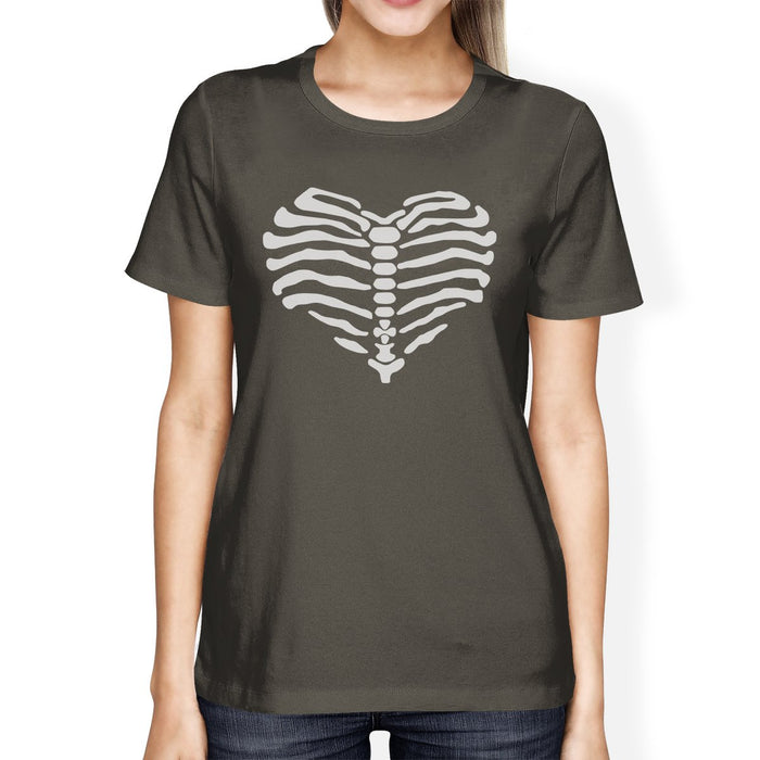 Skeleton Heart Womens Dark Grey Shirt.