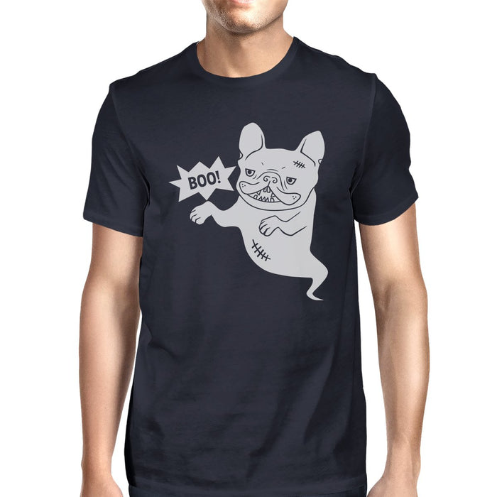 Boo French Bulldog Ghost Mens Navy Shirt.