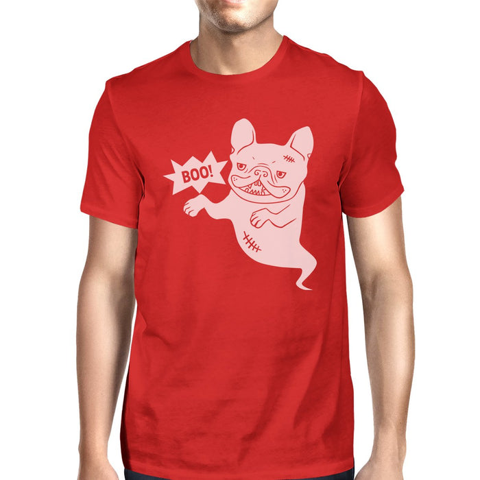 Boo French Bulldog Ghost Mens Red Shirt.