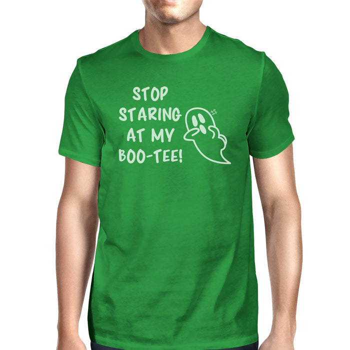 Stop Staring At My Boo-Tee Ghost Mens Green Shirt.